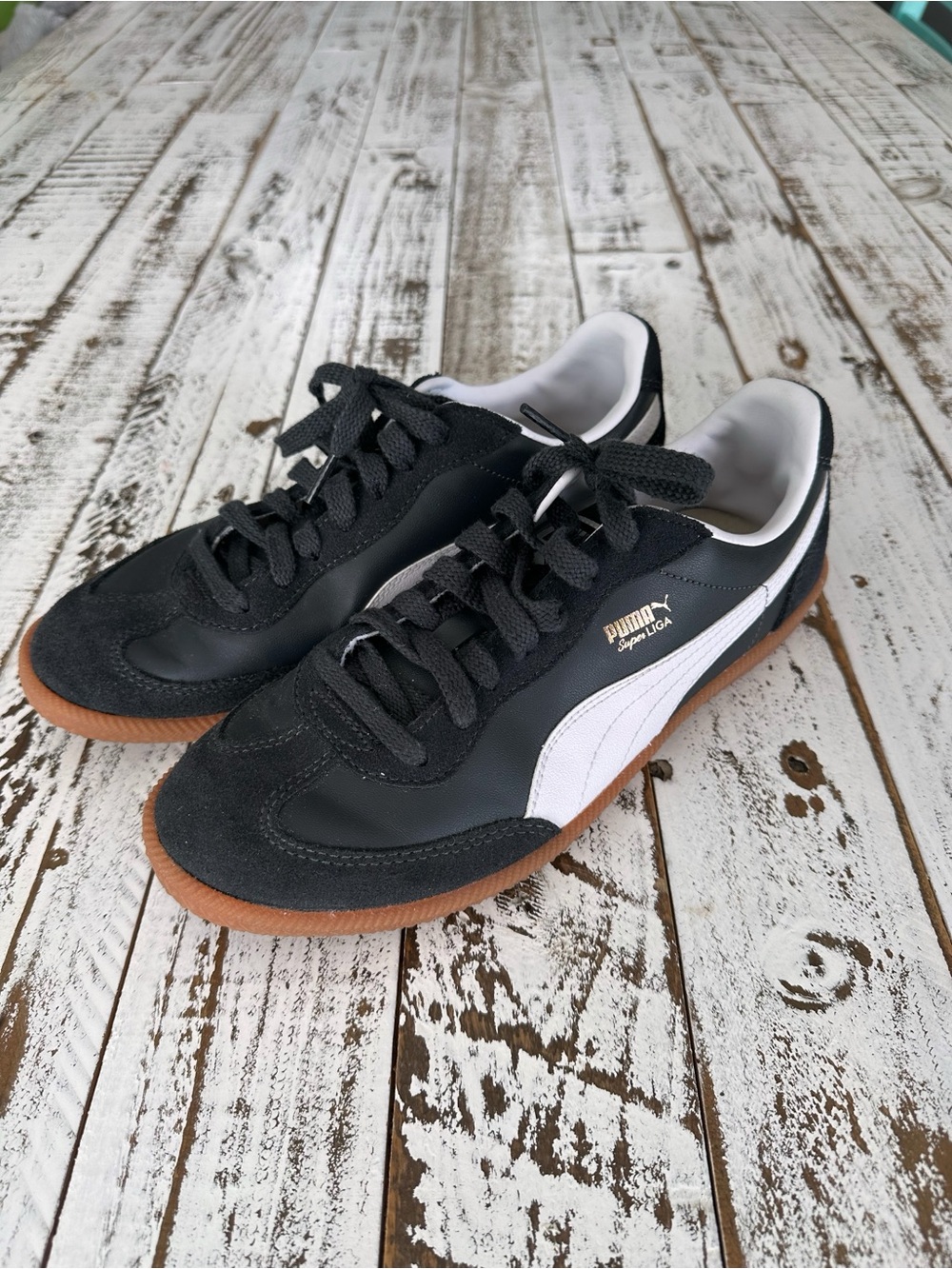 Puma Men’s Charcoal & White Super Liga OG Retro Sneakers - 8.5